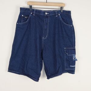 Y2K Shaq Twism The World Is Mine Denim Cargo Loose Blue Shorts Mens Sz 40